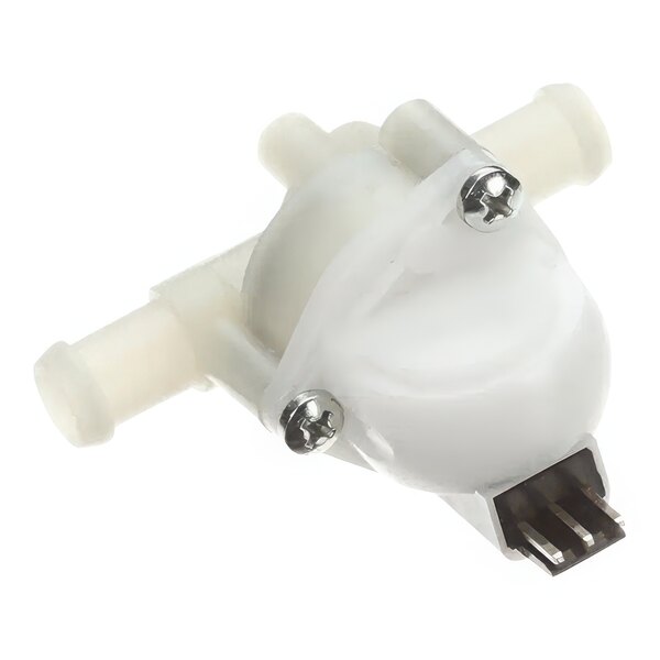 A white plastic Convotherm flowmeter with a metal connector.