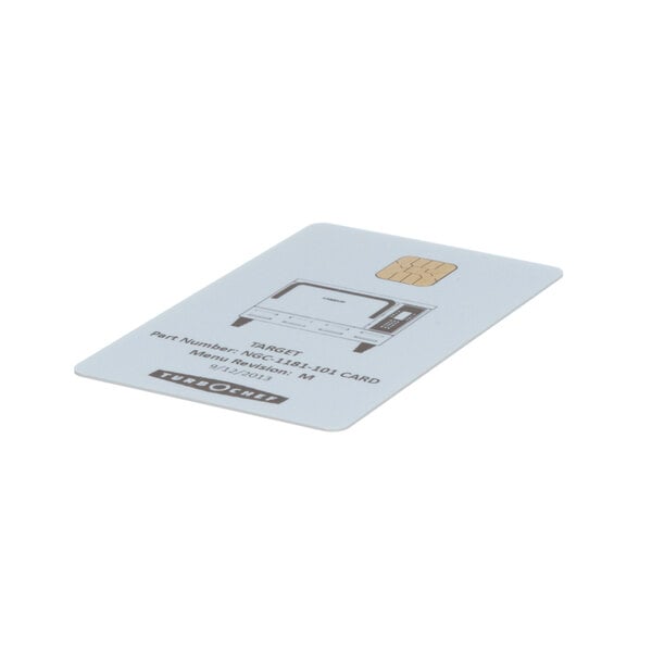 A white TurboChef card with a small chip on it.