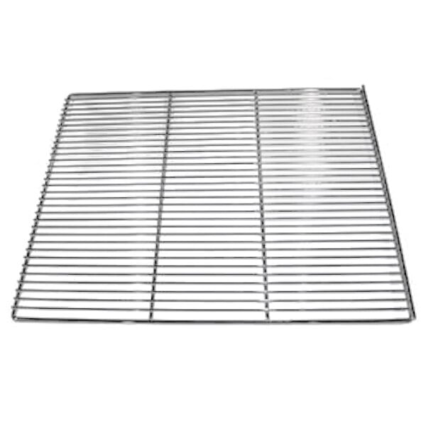 A close-up of a True chrome wire shelf grid.