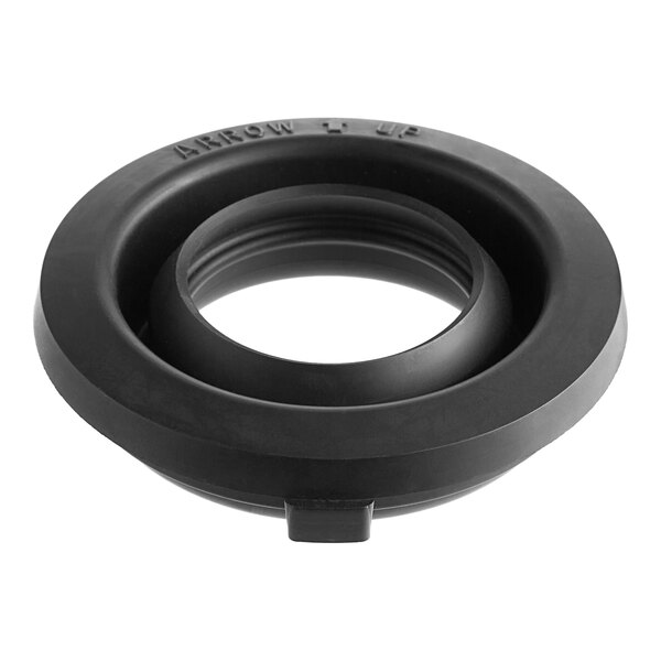 A black circular rubber seal with a hole in it.