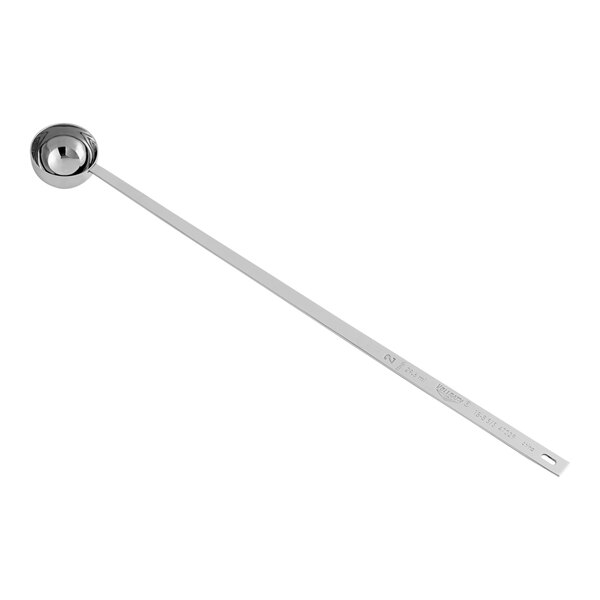 A Vollrath stainless steel long handled measuring spoon.