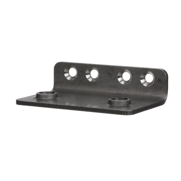 A black metal Hoshizaki upper hinge bracket with holes.