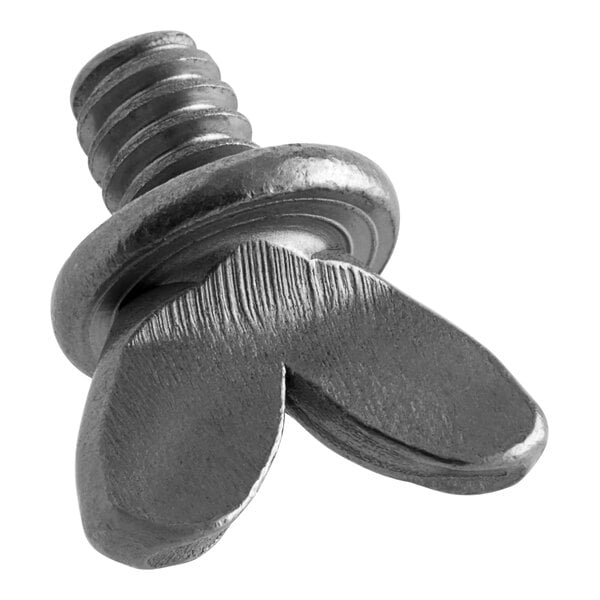 A silver metal Hobart thumb screw with a metal head and handle.