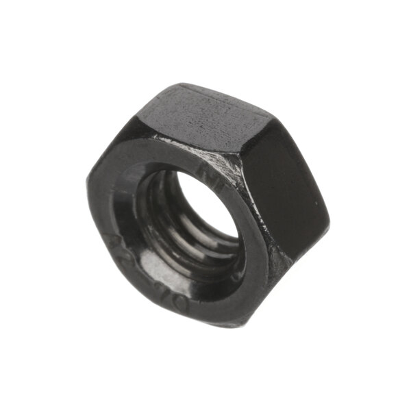 A close-up of a black Skyfood screw nut.