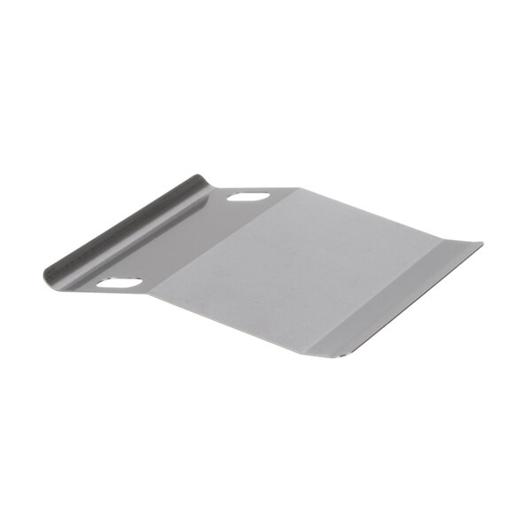 A close-up of a metal tray with a handle.