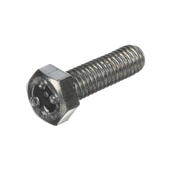 A close-up of a Mannhart hex bolt.