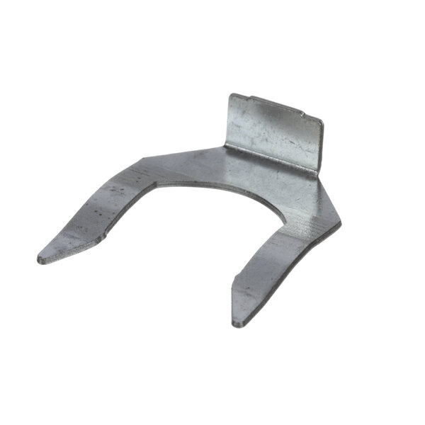 A Kelvinator metal spring clip with a hole in it.