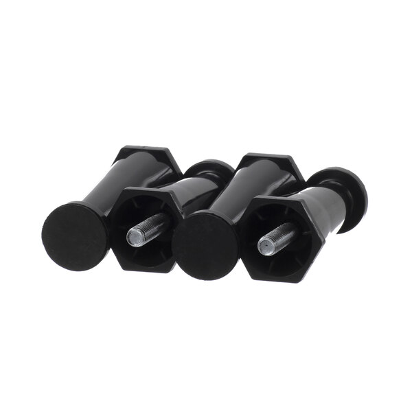 A close-up of three black plastic Lancer adjustable legs with screws.