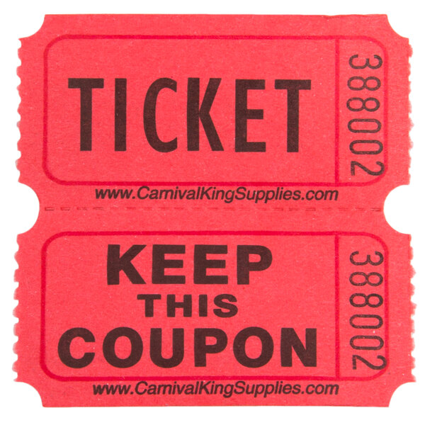 Carnival King Assorted 1-Part Admit One Tickets Set - Red, White