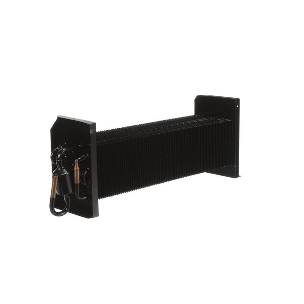 A black metal Kelvinator evaporator with a handle and wires.
