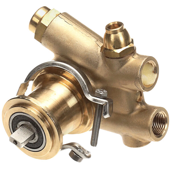 A brass Lancer pump with a screw.