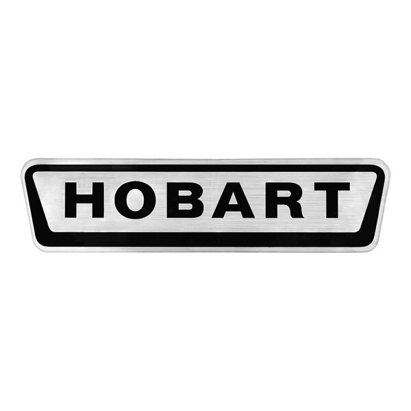 A black and white rectangular decal with the word "Hobart" in black letters.