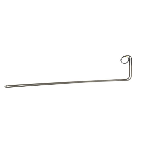 A long metal drain pan with a white background.
