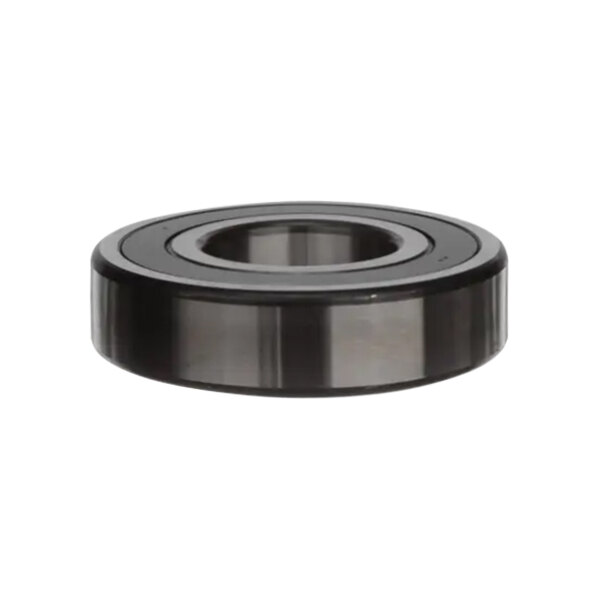 A black and silver circular metal Alliance Laundry bearing with black rubber on it.