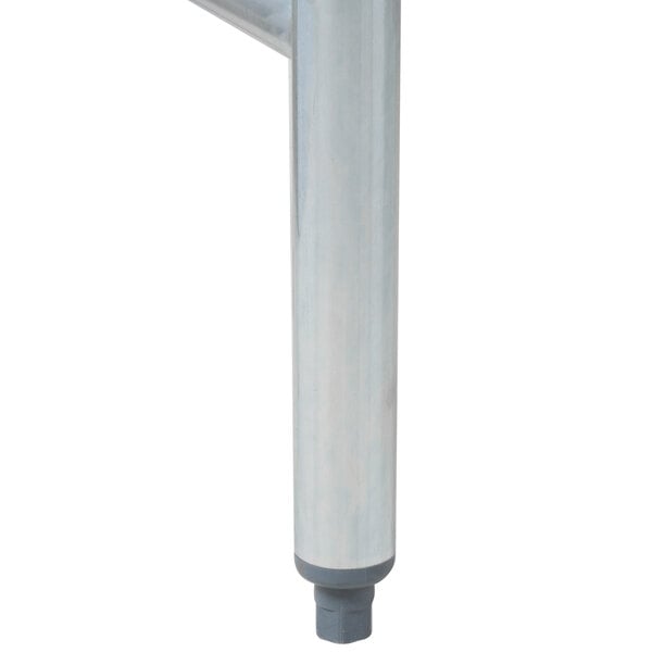 A metal pipe with a white plastic handle.