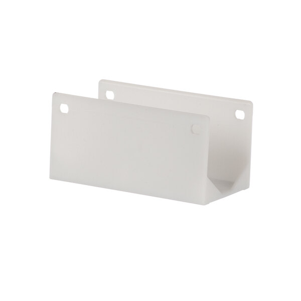 A white plastic Grindmaster-Cecilware hopper base with two holes.