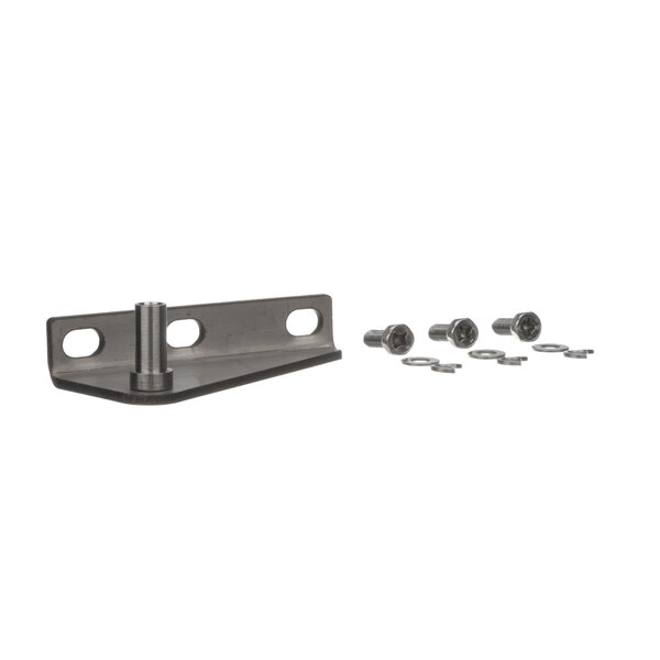 A metal bracket with screws and bolts designed for the Adcraft HINGE-15.