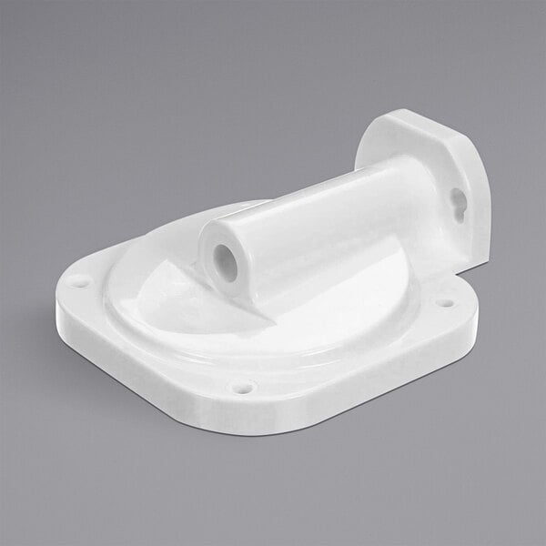 A white plastic Carpigiani head dispenser with a hole in it.