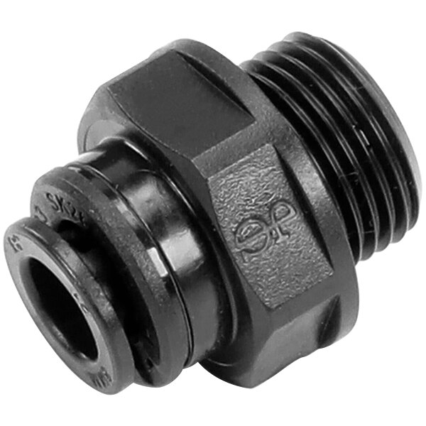 A black plastic Carpigiani 3/8M threaded connector.