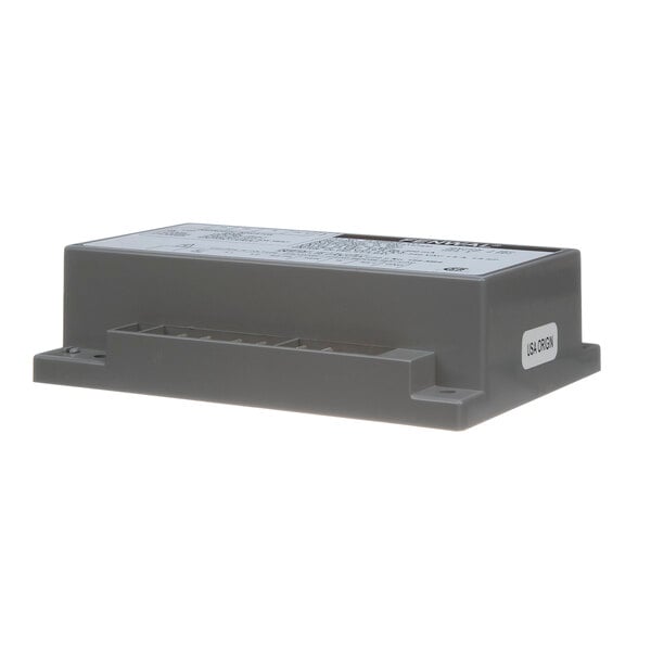 A grey rectangular Revent safety module with white text.
