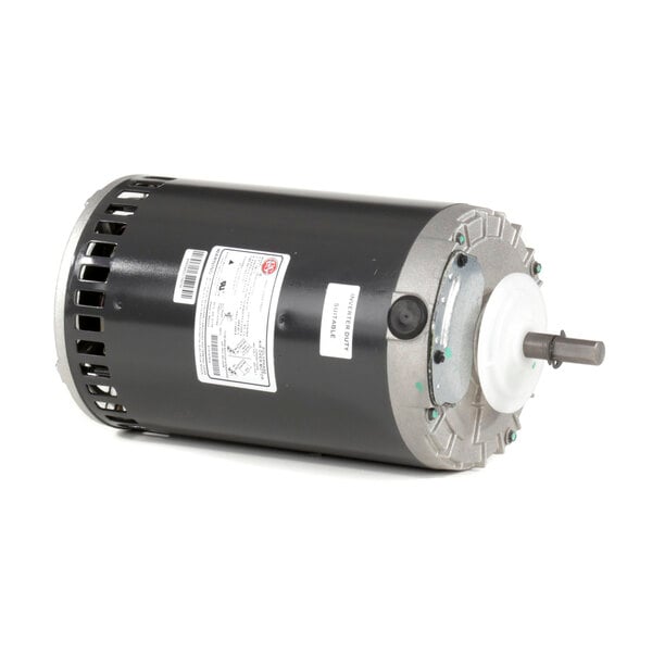 A black electric motor with a white cover.
