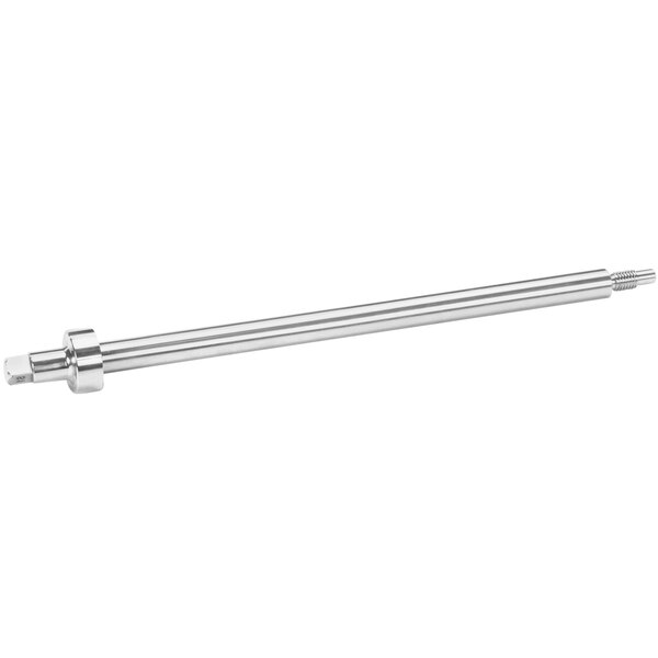 A stainless steel shaft agitator with a long silver rod.