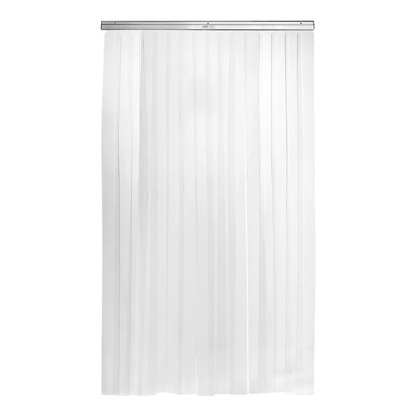 A white rectangular Kason curtain with a metal bar.