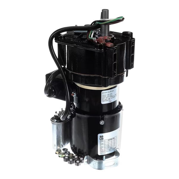 A black Gold Medal Kettle Drive Motor with a wire attached.