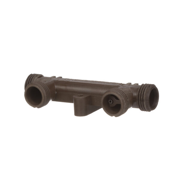 a brown plastic object with a white background