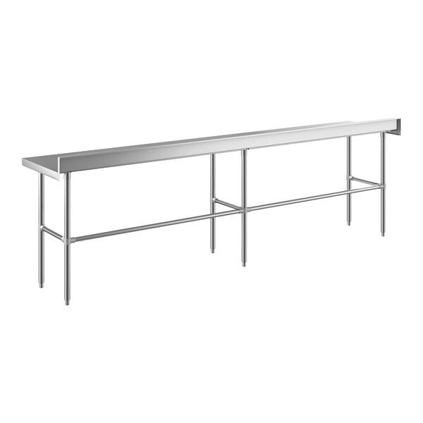 Regency 24" x 120" 16-Gauge 304 Stainless Steel Commercial Open Base Work Table with 4" Backsplash