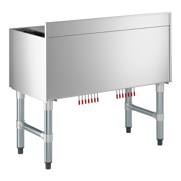 Regency IB1836-CPT 18" x 36" Underbar Ice Bin with 7 Circuit Post-Mix Cold Plate and Bottle Holders - 79 lb.