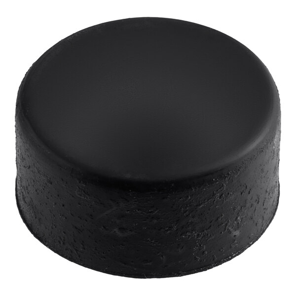 A black round Hobart push button on a white background.