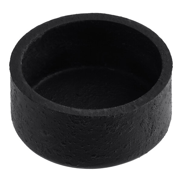 A black round Hobart push button with a black rim.