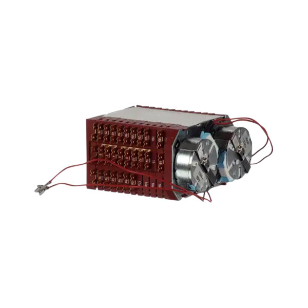 An Alliance Laundry timer power supply with red and white wires.