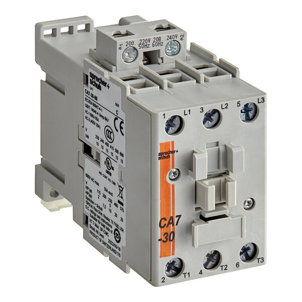 A grey Alto-Shaam contactor with black text on a single contact.