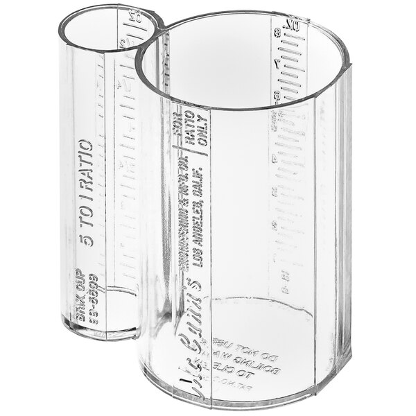 A clear cylinder with a circle at the bottom and ruler measurements on the side.