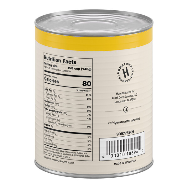 Hometown Provisions #10 Can Sliced Pineapple Rings in Natural Juice - 6/Case