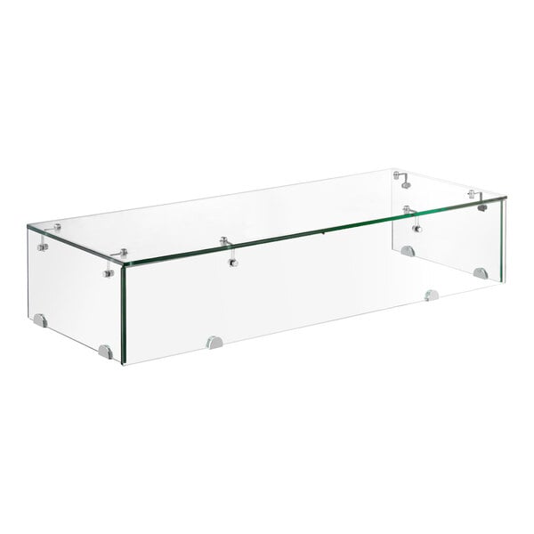 A rectangular glass sneeze guard designed for use with the Avantco CPT-40 Series.