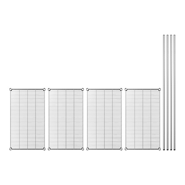 A Regency chrome wire shelving kit with four shelves.