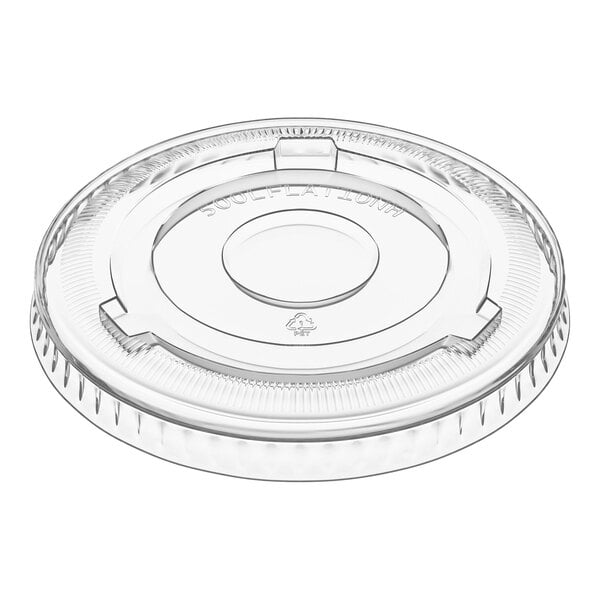 Choice 5 oz., 7 oz., 10 oz. Clear PET Flat Lid with No Straw Slot - 1,000/Case