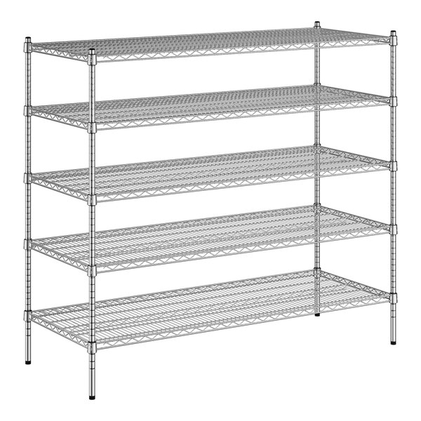 A wireframe of a Regency metal shelving unit with four shelves.