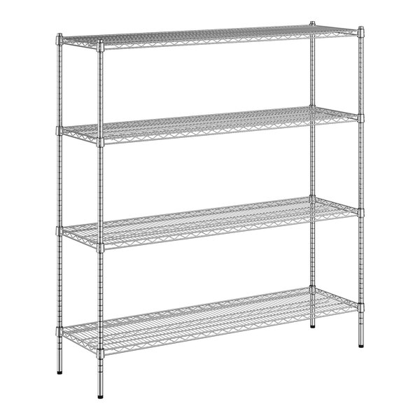 A Regency chrome wire shelving unit with four shelves.