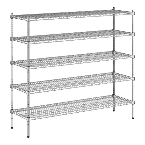 A Regency chrome wire shelving unit with four shelves.