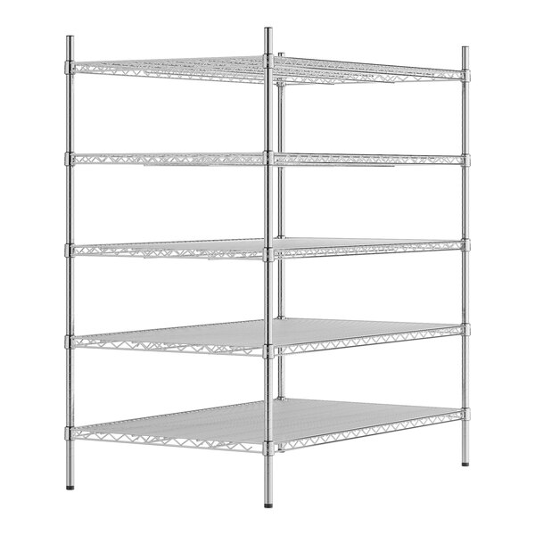 A Regency chrome wire shelving unit with four shelves.