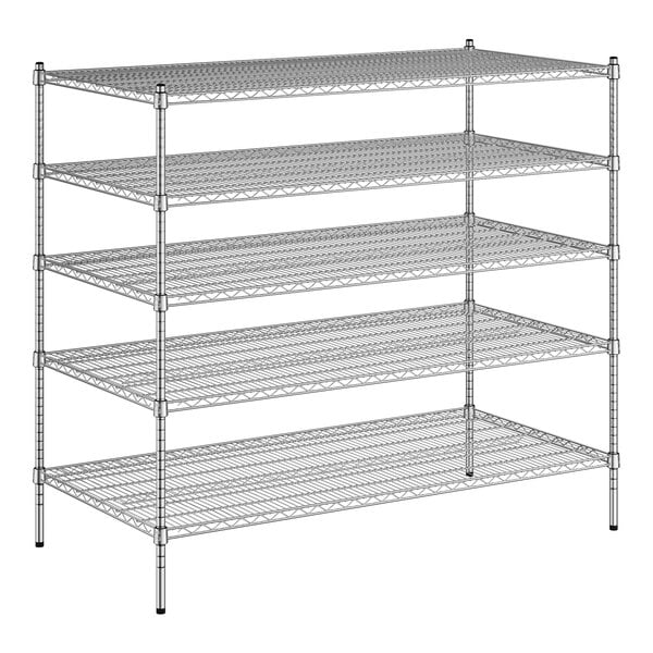 A wireframe of a Regency 5-shelf wire storage rack.