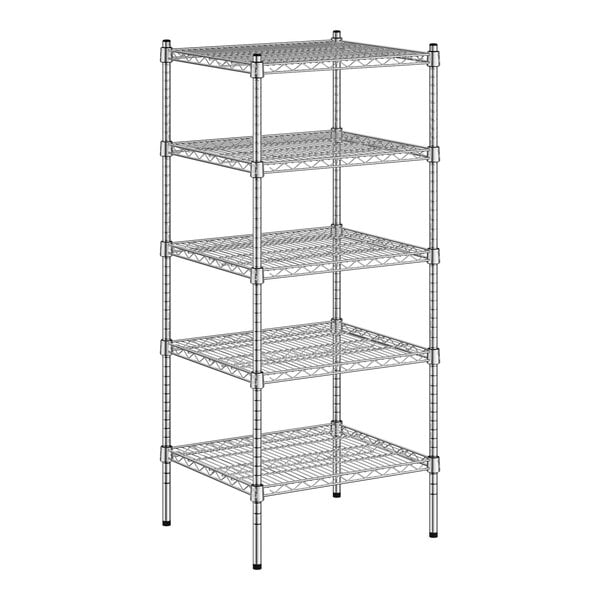 A Regency chrome wire shelving unit with five shelves.