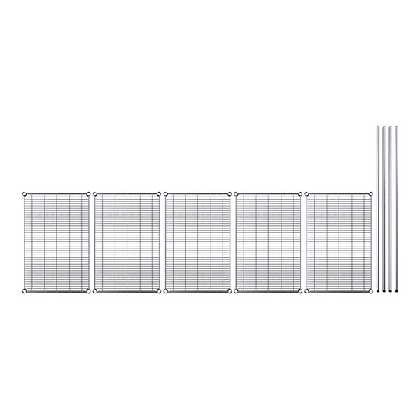 A row of rectangular metal panels with a grid design.