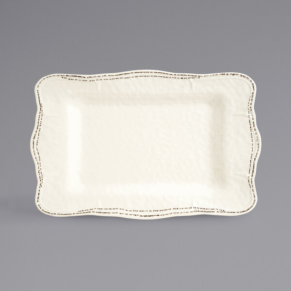 A white rectangular Libbey melamine tray with a small border.