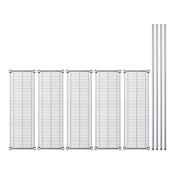 Regency chrome wire shelving kit with 5 metal shelves.