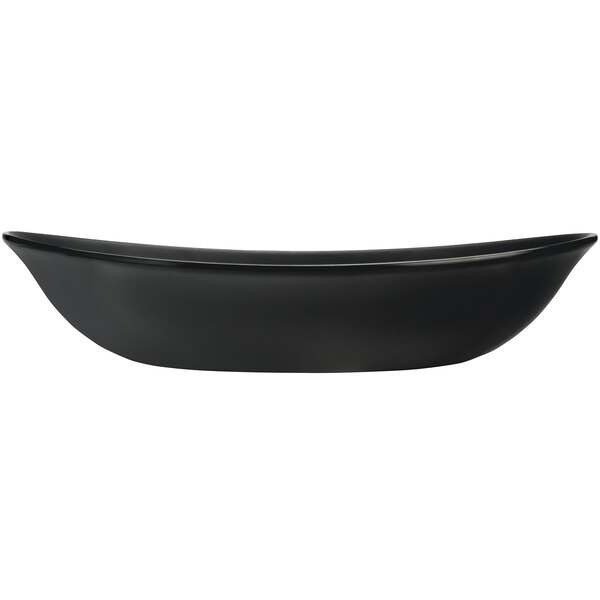 A black Libbey Driftstone melamine serving bowl.